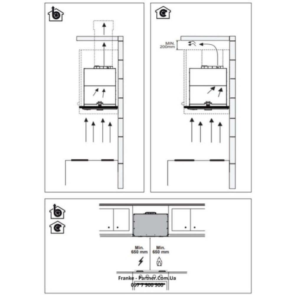 Витяжка Franke вбудовувана 70см, 1120м.куб/год, Box Flush Evo FBFE BK MATT A70, чорний