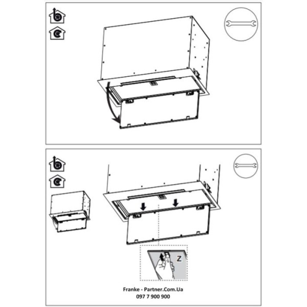 Витяжка Franke вбудовувана 70см, 1120м.куб/год, Box Flush Evo FBFE BK MATT A70, чорний