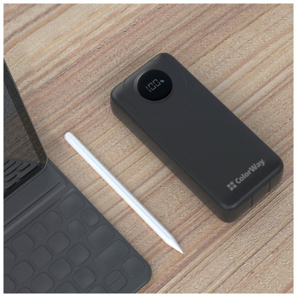 Батарея універсальна ColorWay 20 000 mAh EnergyPlus PD/18W, QC3.0/22.5W, Black (CW-PB200LPB4BK-PDD)