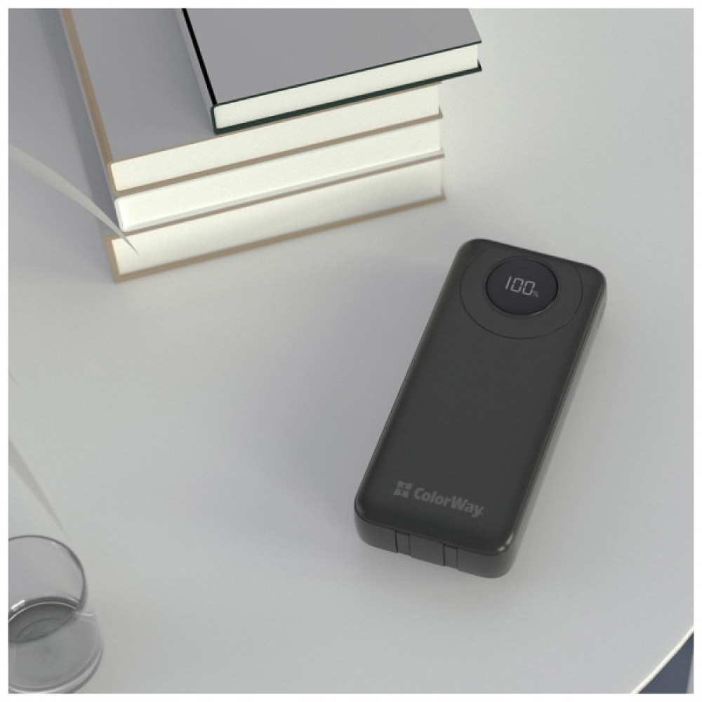 Батарея універсальна ColorWay 20 000 mAh EnergyPlus PD/18W, QC3.0/22.5W, Black (CW-PB200LPB4BK-PDD)