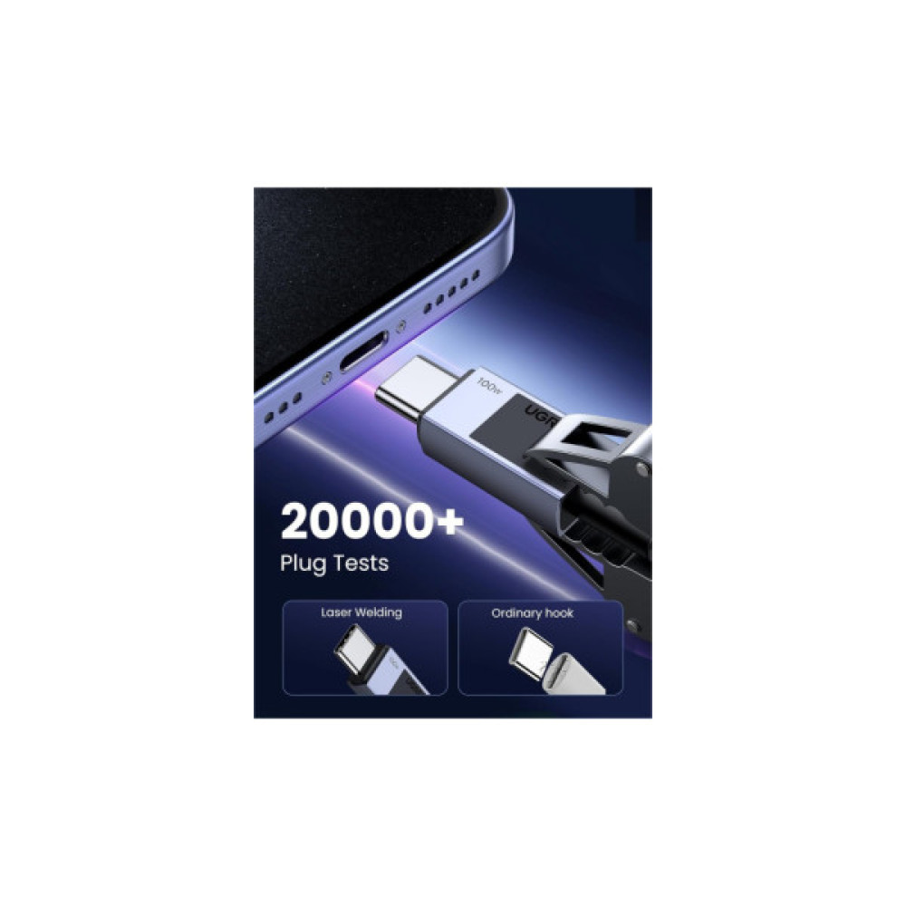 Дата кабель USB-C to USB-C 3.0m 100W L512 gray UGREEN (45065)