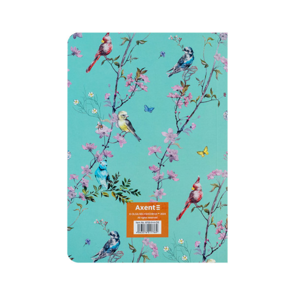 Книга записна Axent A5 Olga Selyshcheva Spring 80 аркушів, клітинка (8700-9-A-OS)