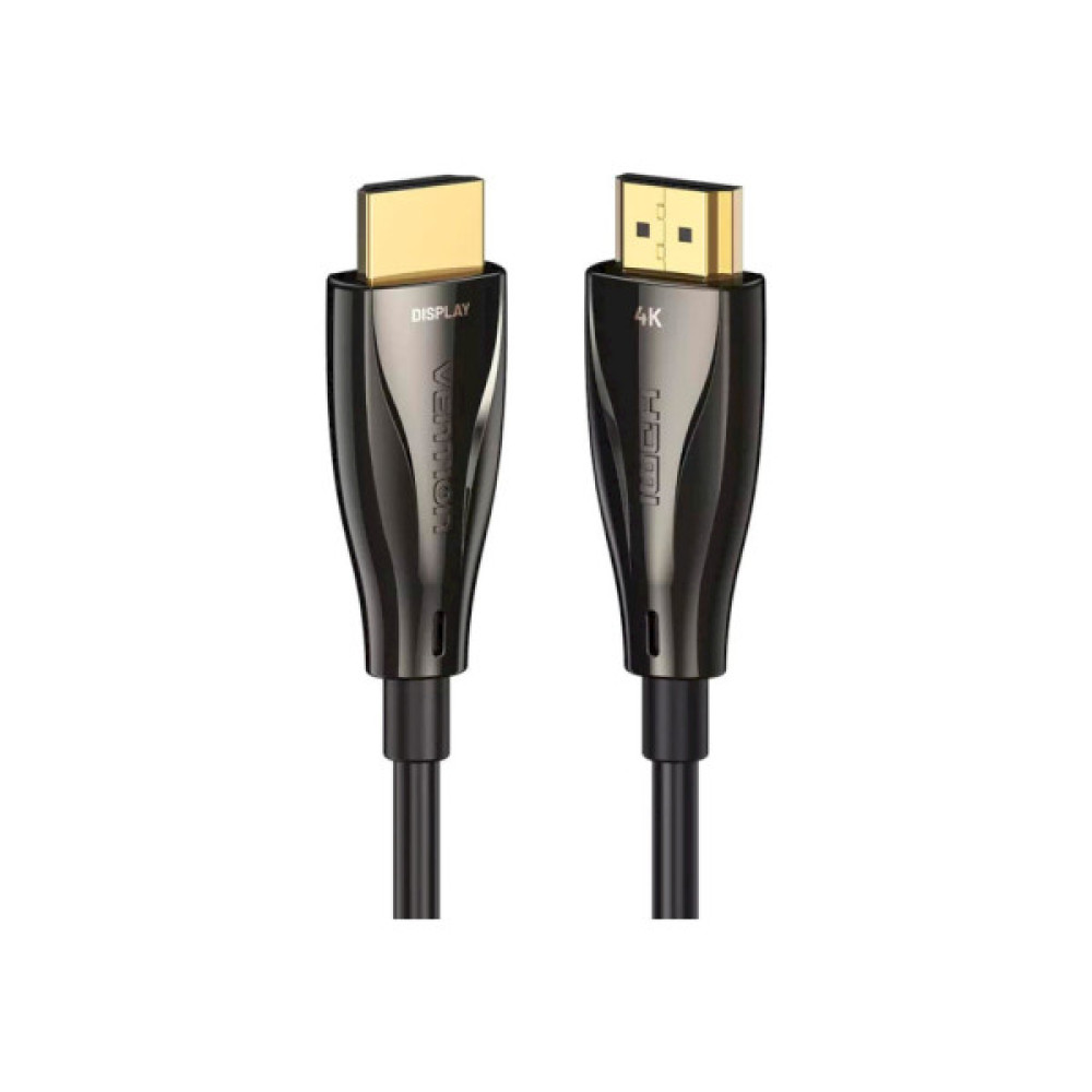 Кабель мультимедійний HDMI to HDMI 30.0m V2.0 Optical 4K 60Hz 18Gbps Dolby 7.1 PVC Black Zinc Alloy VENTION (ALABT)