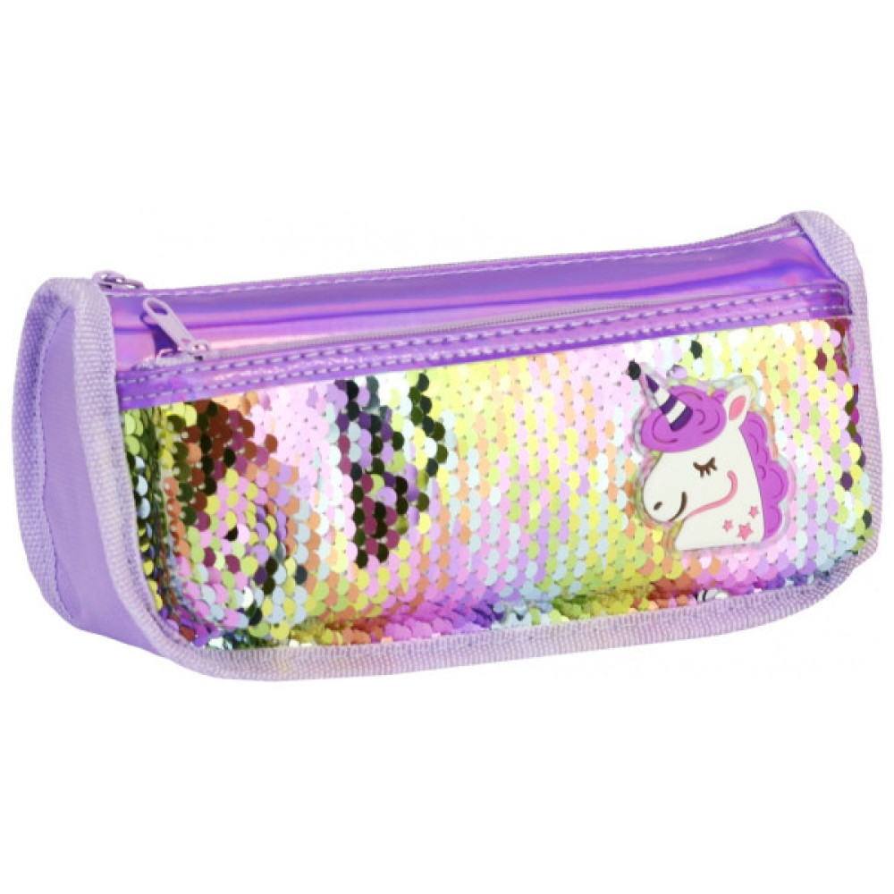 Пенал Cool For School 2 відділення з паєтками та аплікацією Фіолетовий (CF5949-purple)