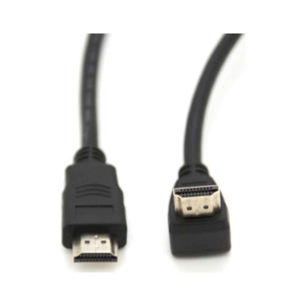 Кабель мультимедійний HDMI M to HDMI M 1.5m V1.4 90° corner black Merlion (YT-HDMI(M)/(M)HS-1.5m-90°)