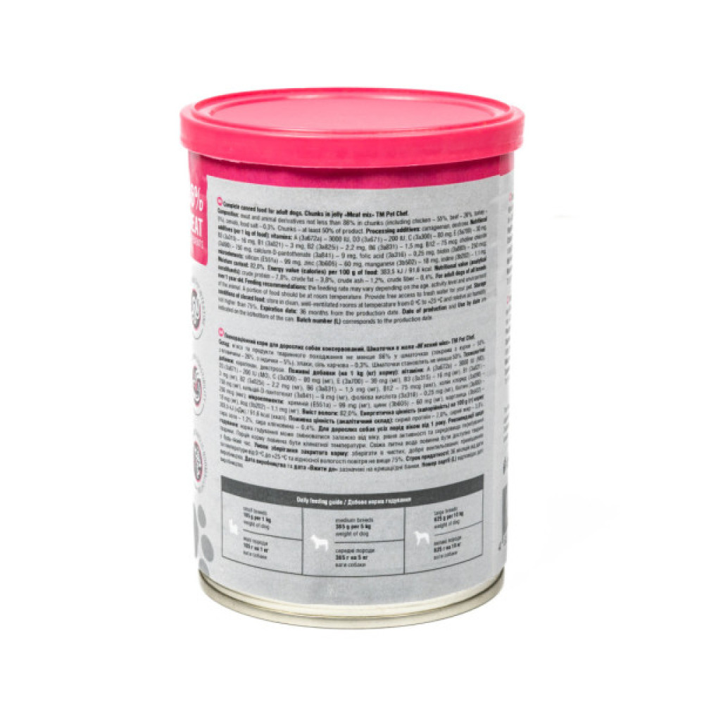 Вологий корм для собак Pet Chef М'ясний мікс 415 г (4820255193625)