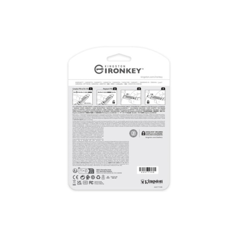 USB флеш накопичувач Kingston 128GB IronKey Keypad 200 Type-C Encrypted Blue USB 3.2 (IKKP200C/128GB)