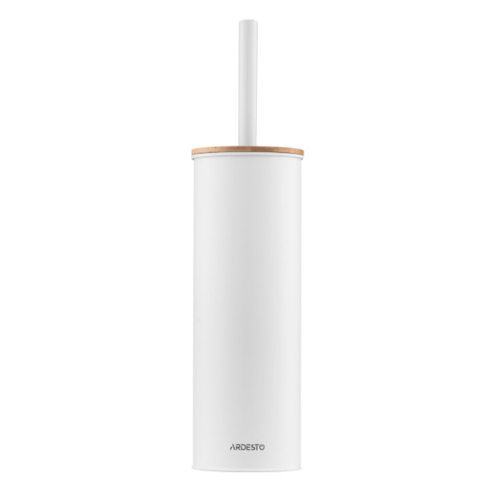 Набір щітка для унітазу з підставкою Ardesto Minimalism 9.5x27.5/38см, метал, поліпропілен, бамбук, білий