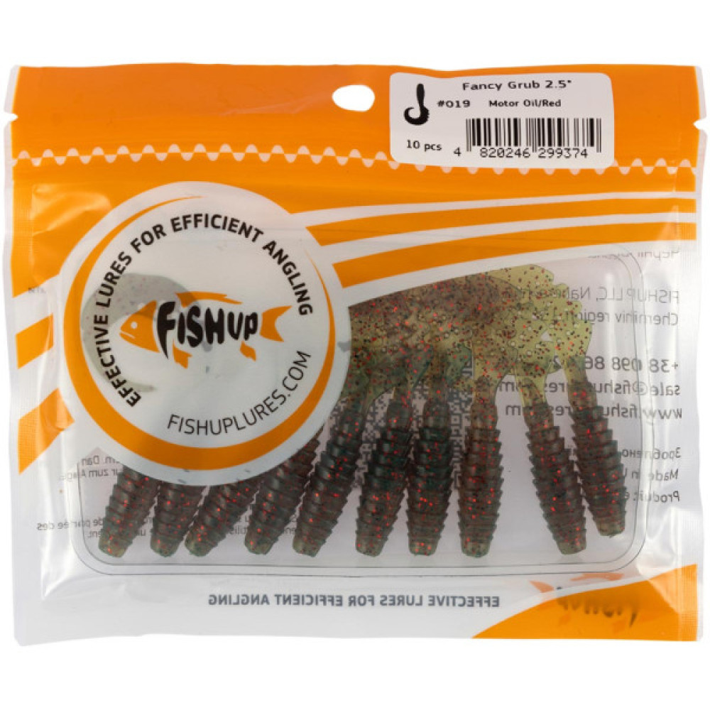 Силікон рибальський FishUP Fancy Grub 2.5" 019 - Motor Oil/Red (10шт/уп) (1864.13.86) Силікон рибальський FishUP Fancy Grub 2.5" 019 - Motor Oil/Red (10шт/уп) (1864.13.86)