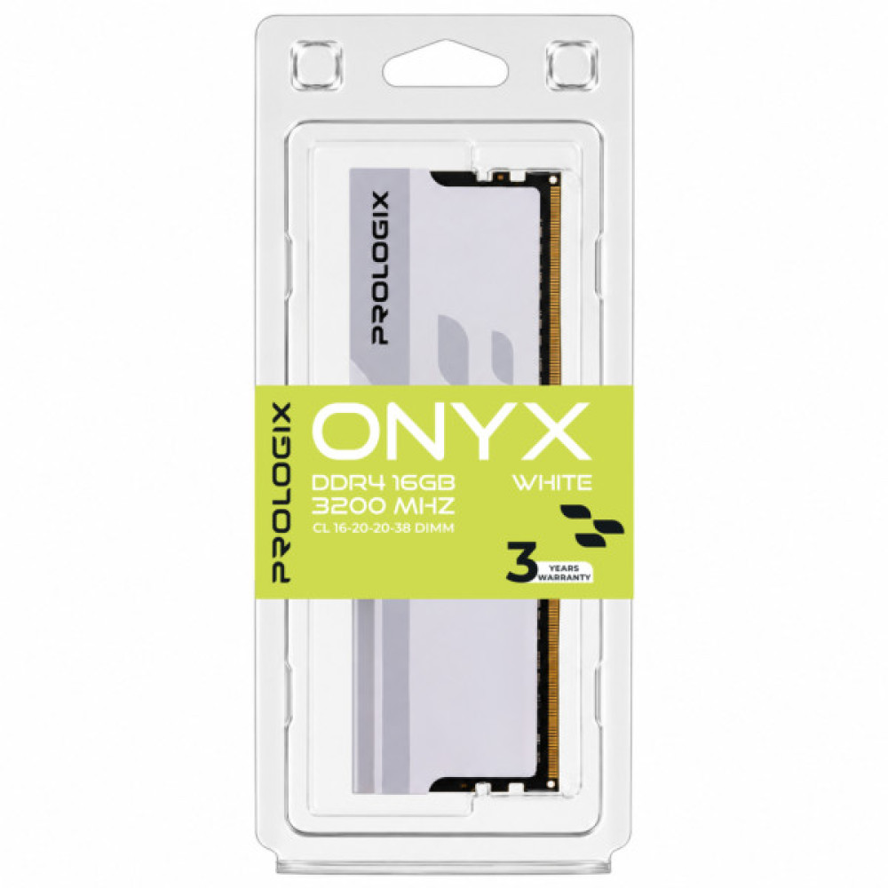 Модуль пам'яті для комп'ютера DDR4 16GB 3200 MHz Onyx White Prologix (PRO16GB3200YW4)