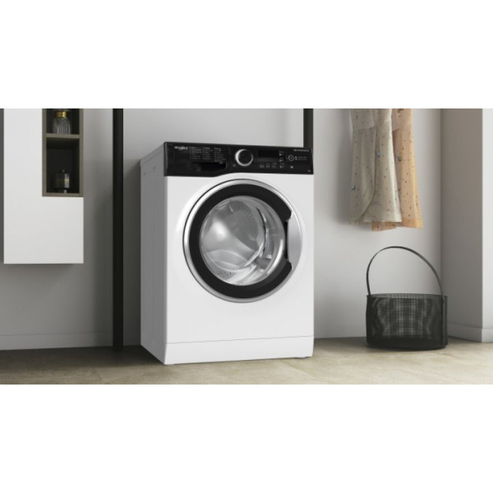 Пральна машина Whirlpool фронтальна, 6кг, 1200, A+++, 43см, дисплей, інвертор, люк чорний, білий