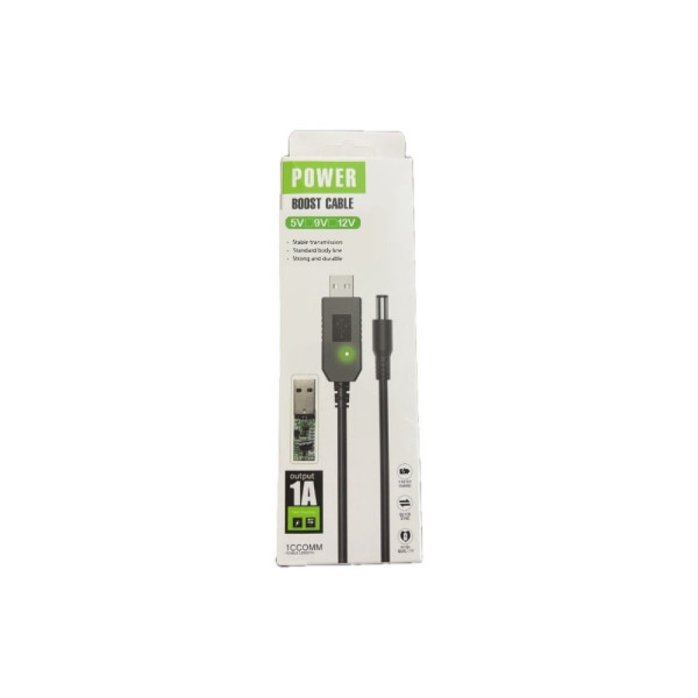 Кабель живлення USB to DC 5.5x2.1mm 9V 1.0m black Power Boost (1070990)