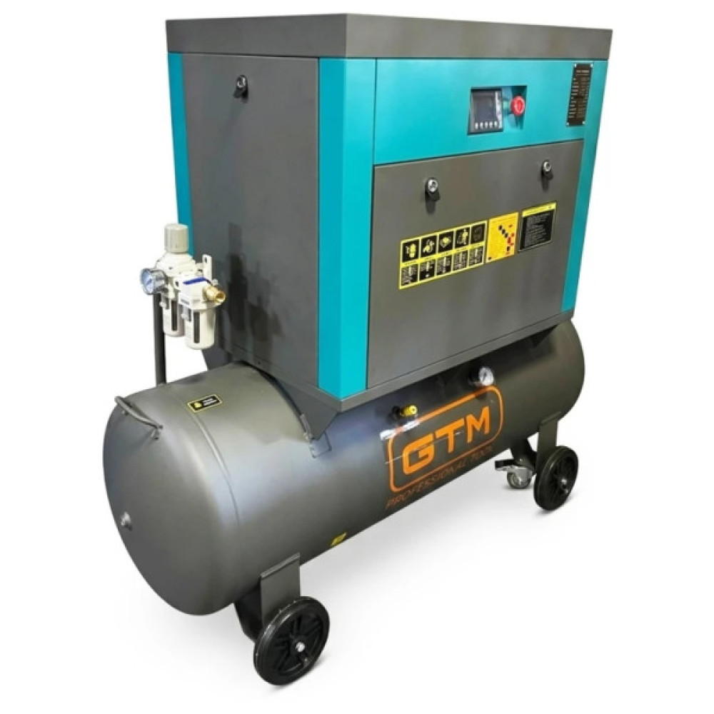 Компресор GTM гвинтовий, ресивер 200л, 680л/хв, 5.5kW, 8бар, 380V, інвертор, кожух (DLG5.5V WITH CLOSED CASE)