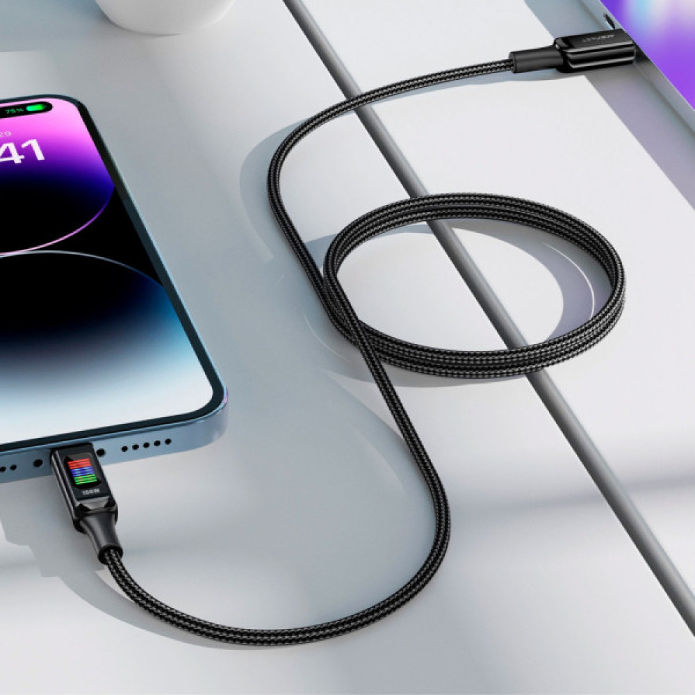 Дата кабель USB-C to USB-C 1.2m 100W with display C7-03 Acefast (6974316282778)