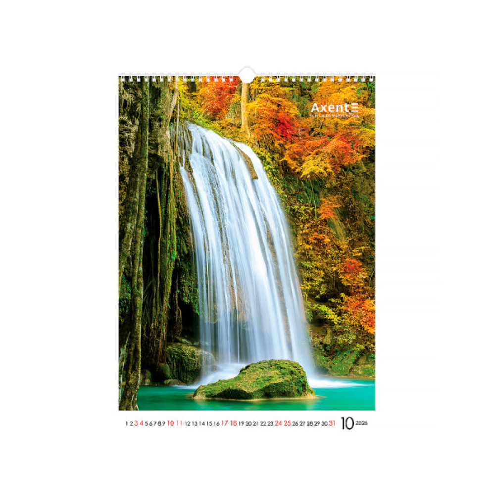 Календар Axent настінний А3 2026 р.Waterfalls (8804-26-2-A)