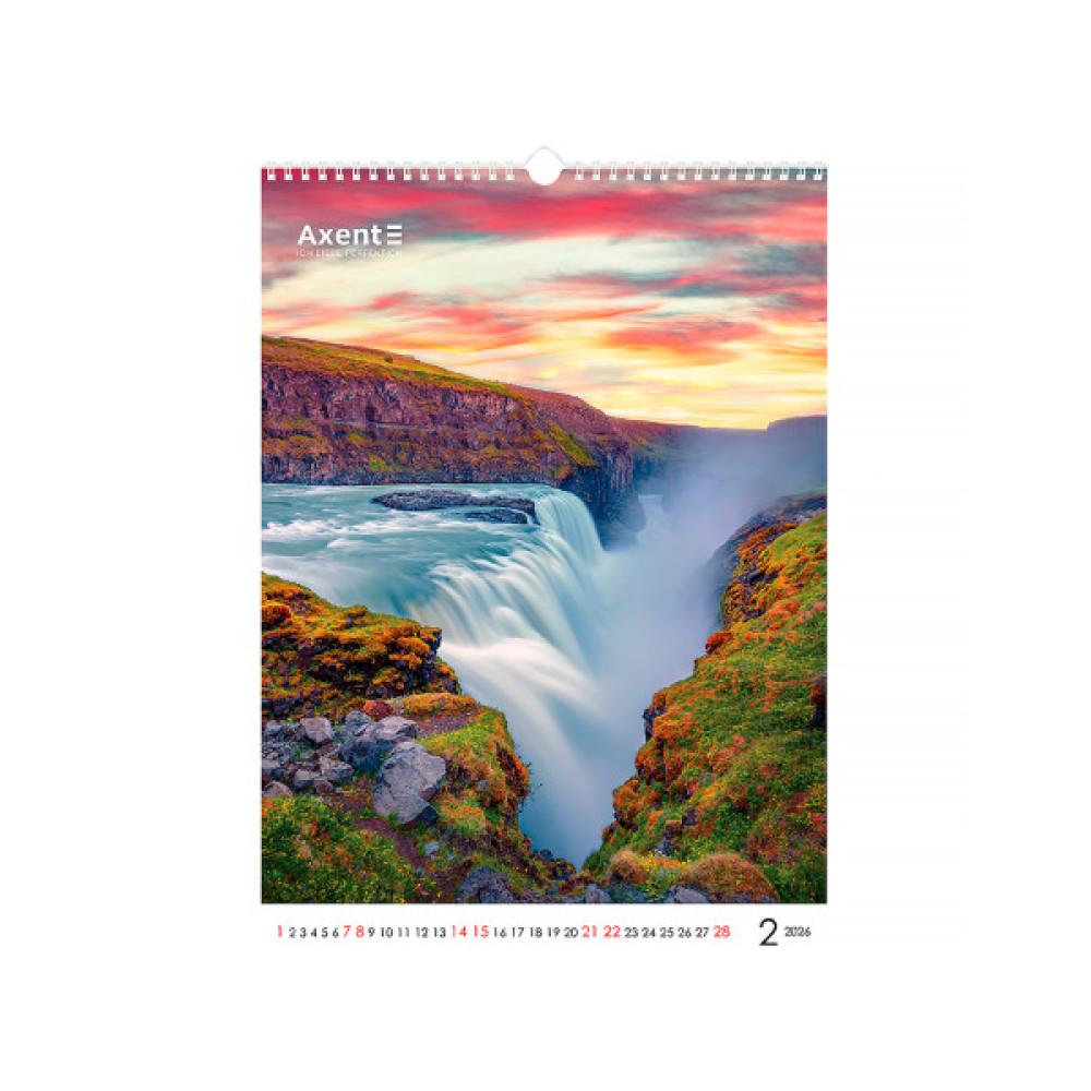 Календар Axent настінний А3 2026 р.Waterfalls (8804-26-2-A)