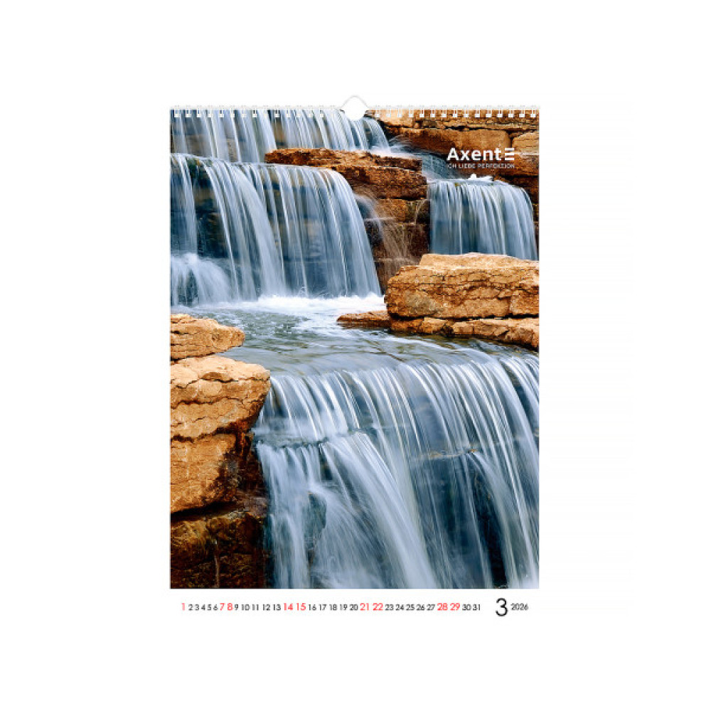 Календар Axent настінний А3 2026 р.Waterfalls (8804-26-2-A)