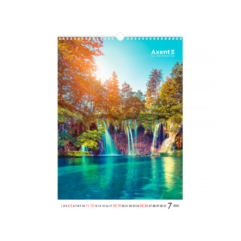 Календар Axent настінний А3 2026 р.Waterfalls (8804-26-2-A)
