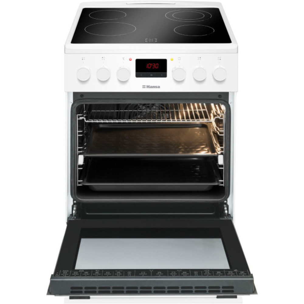 Плита Hansa електрична склокерамічна, 65л, 50x60см, дисплей, конвекція, білий