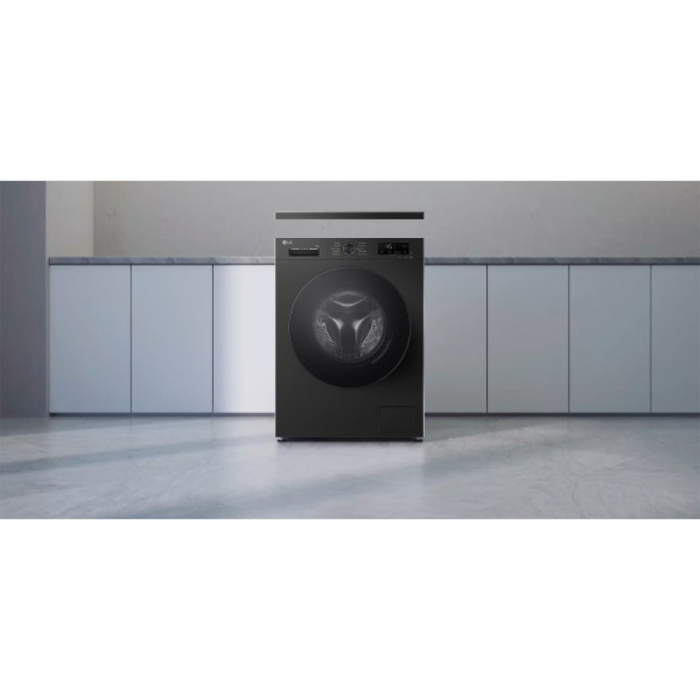 Пральна машина LG фронтальна, 9кг, 1400, A, 55см, дисплей, пара, інвертор, чорний