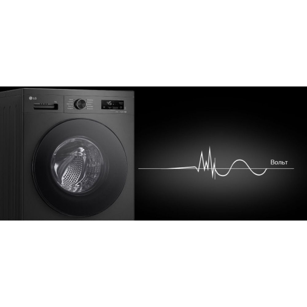 Пральна машина LG фронтальна, 9кг, 1400, A, 55см, дисплей, пара, інвертор, чорний