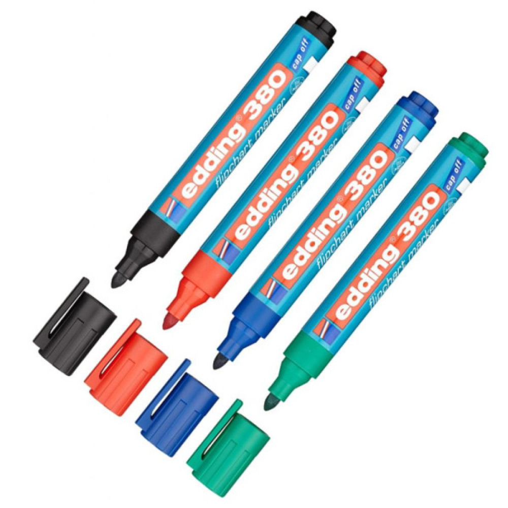 Набір маркерів Edding Flipchart e-380 1,5-3 мм, round tip, SET 4colors (blister PV (380/4/BL)