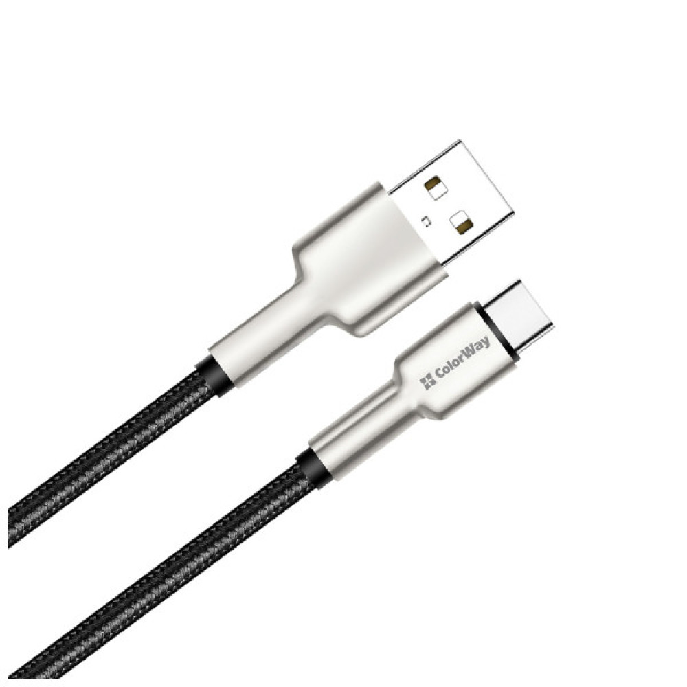 Дата кабель USB 2.0 AM to USB-C 1.0m head metal black ColorWay (CW-CBUC046-BK)