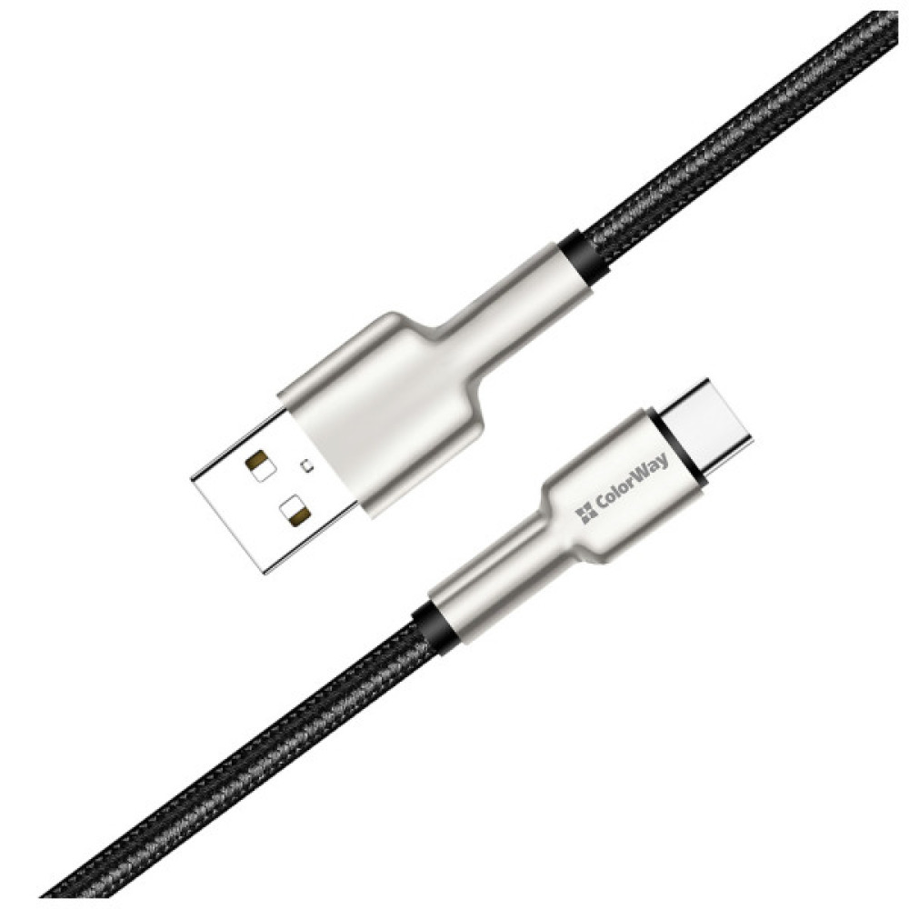 Дата кабель USB 2.0 AM to USB-C 1.0m head metal black ColorWay (CW-CBUC046-BK)