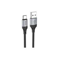 Дата кабель USB 2.0 AM to USB-C 1.0m 3A nylon X102 black HOCO (6942007608770)