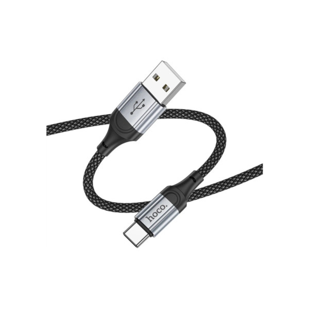 Дата кабель USB 2.0 AM to USB-C 1.0m 3A nylon X102 black HOCO (6942007608770)