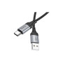 Дата кабель USB 2.0 AM to USB-C 1.0m 3A nylon X102 black HOCO (6942007608770)