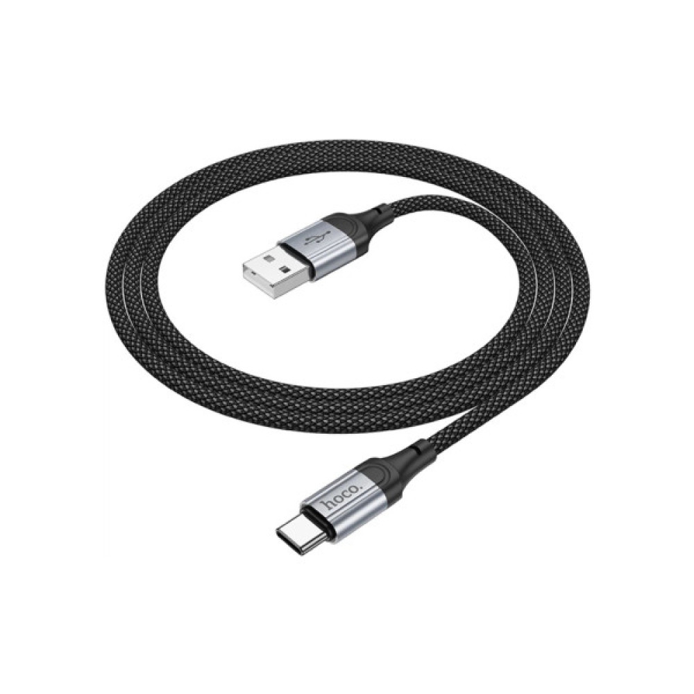 Дата кабель USB 2.0 AM to USB-C 1.0m 3A nylon X102 black HOCO (6942007608770)