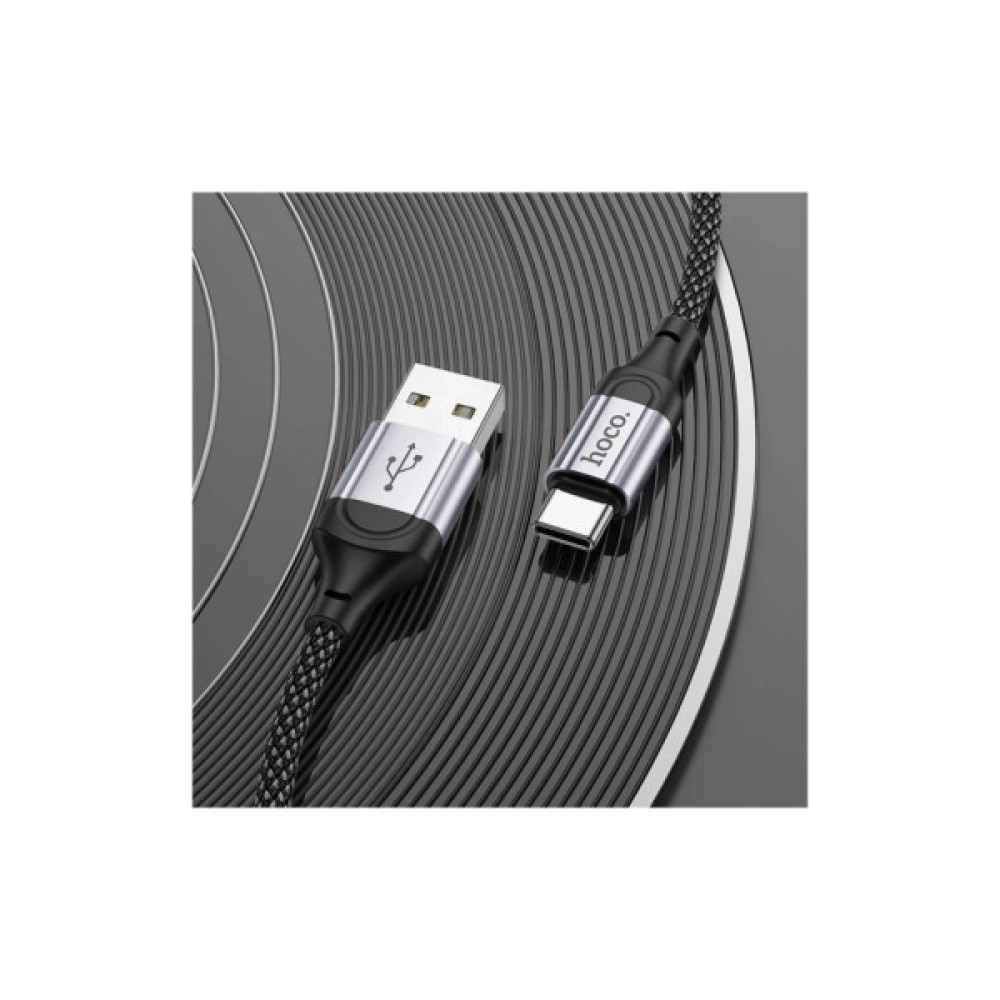 Дата кабель USB 2.0 AM to USB-C 1.0m 3A nylon X102 black HOCO (6942007608770)