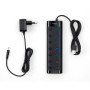 Концентратор Vinga USB3.0 to 7*USB3.0 1m cable with Switch and Power Adapter (VHA3A7B)