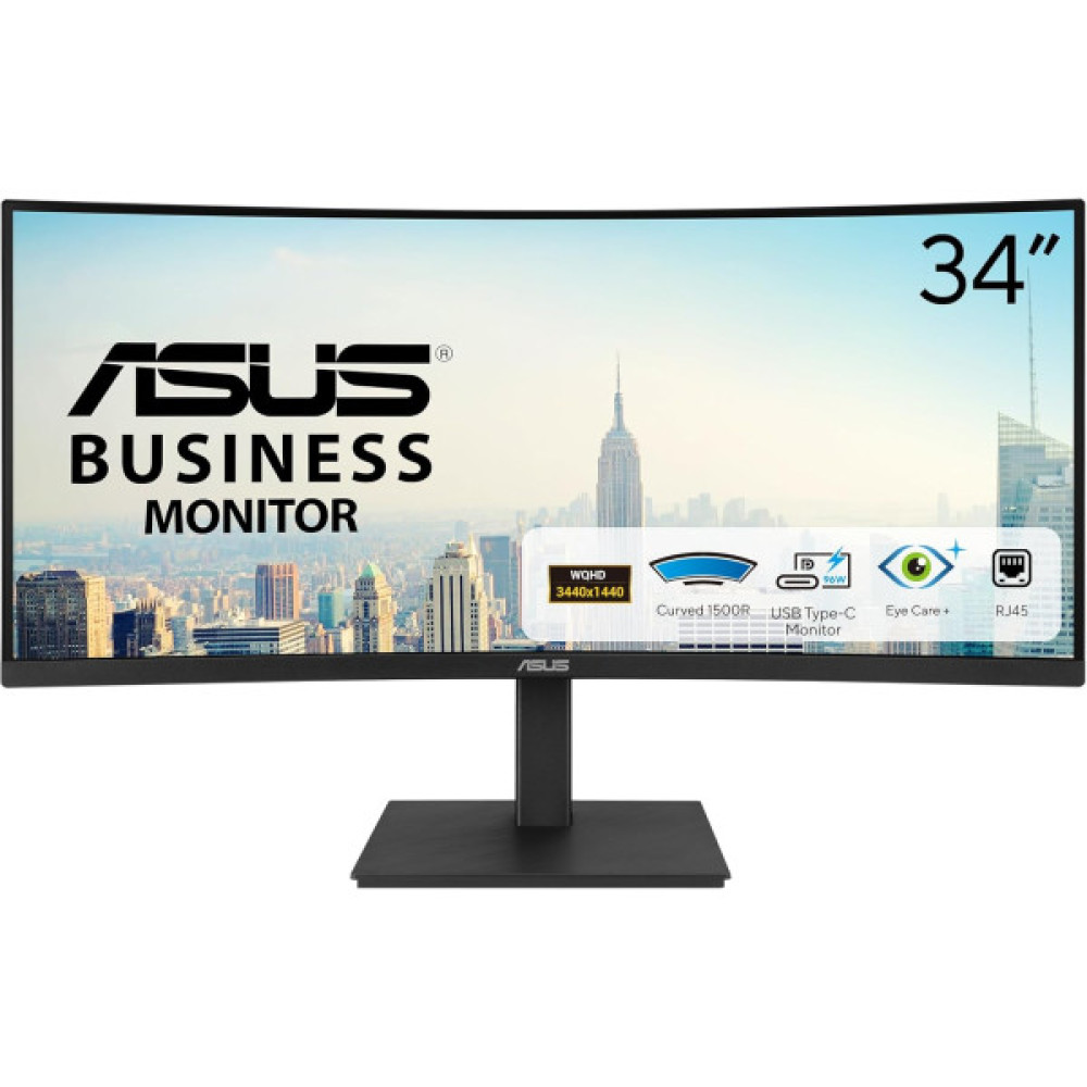 Монітор Asus 34" VA34VCPSR HDMI, DP, USB-C, 3xUSB, RJ-45, MM, VA, 3440x1440, 21:9, 100Hz, 4ms, CURVED, AdaptiveSync, HAS