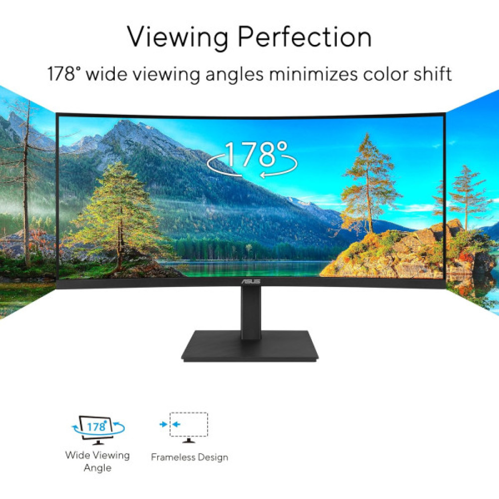 Монітор Asus 34" VA34VCPSR HDMI, DP, USB-C, 3xUSB, RJ-45, MM, VA, 3440x1440, 21:9, 100Hz, 4ms, CURVED, AdaptiveSync, HAS