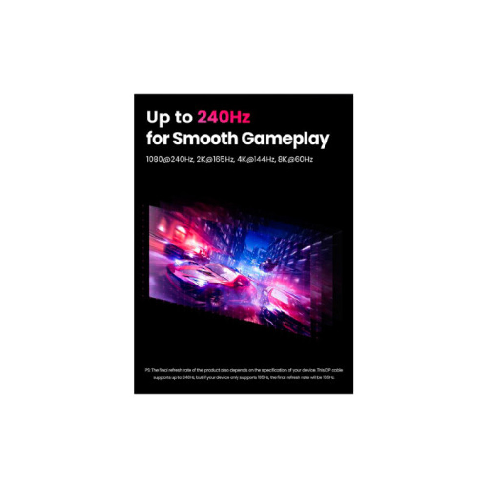 Кабель мультимедійний DisplayPort M to DisplayPort M 1.0m V1.4 braided DP114 black UGREEN (80390)