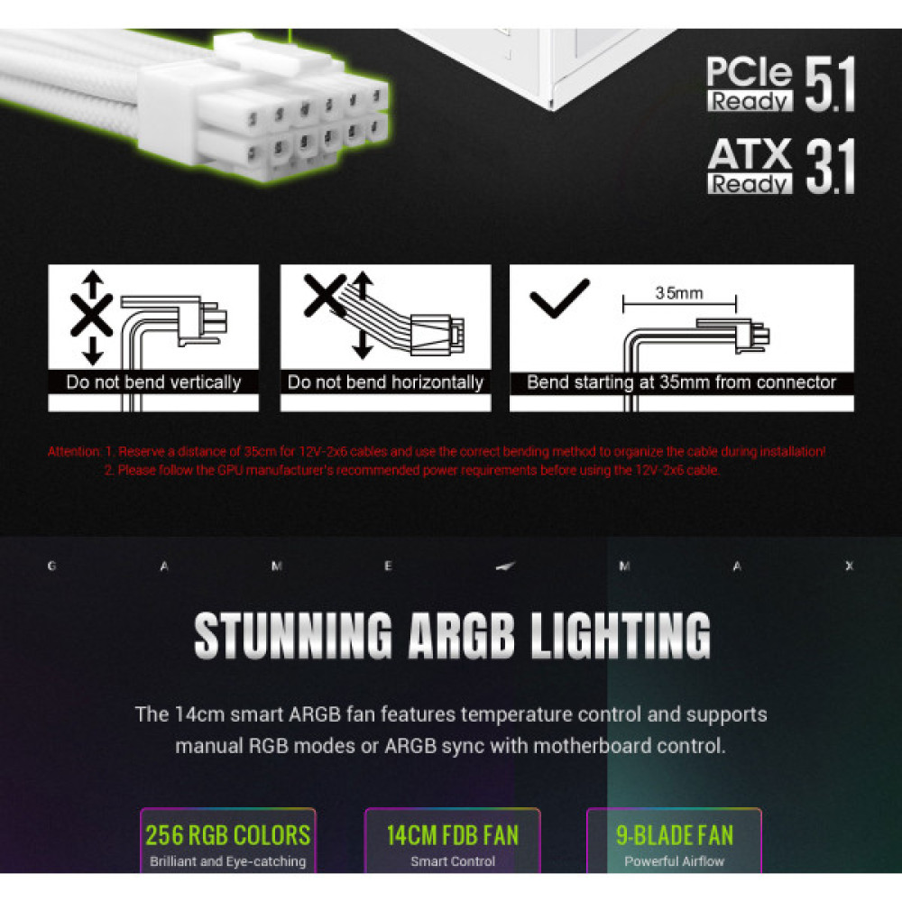 GAMEMAX RGB PRO 850G WH