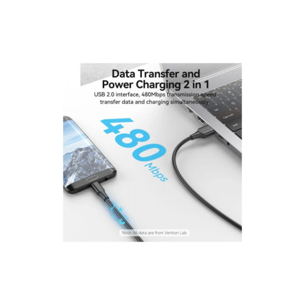 Дата кабель USB 2.0 AM to Micro 5P 2.0m black VENTION (CTIBH)