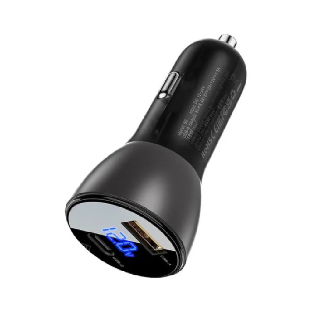 Зарядний пристрій Acefast 2xUSB 63W (USB-C + USB-A) B6 with digital display (6974316280972)