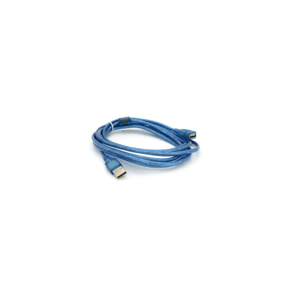 Дата кабель USB 2.0 AM/AF 3.0m ferrite transparent blue Voltronic (YT-AM/AF-3.0TBL)