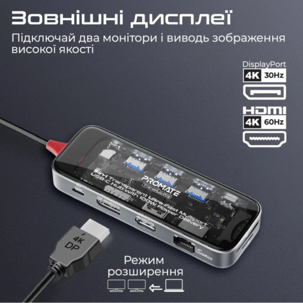 Концентратор Promate USB Hub 11 ports transhub-pro (transhub-pro)
