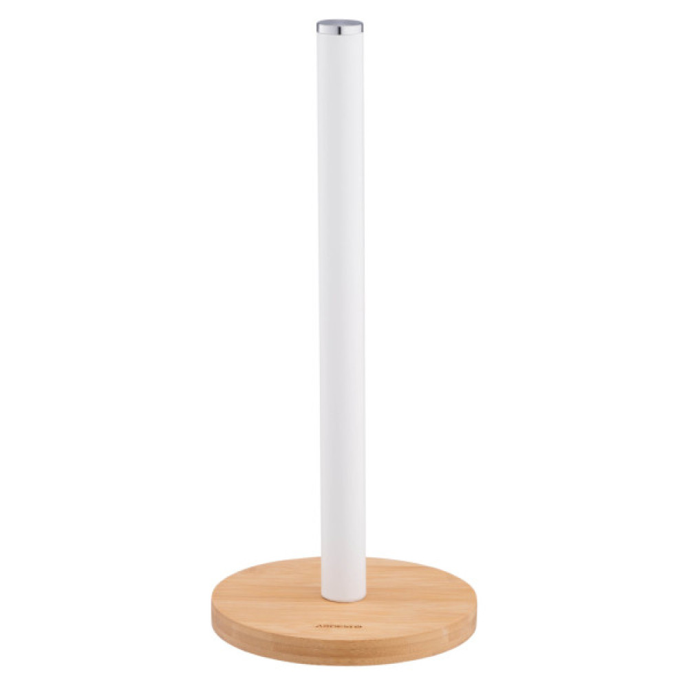 Тримач паперових рушників Ardesto Midori 15х34см, метал, бамбук, білий (AR0913WB)
