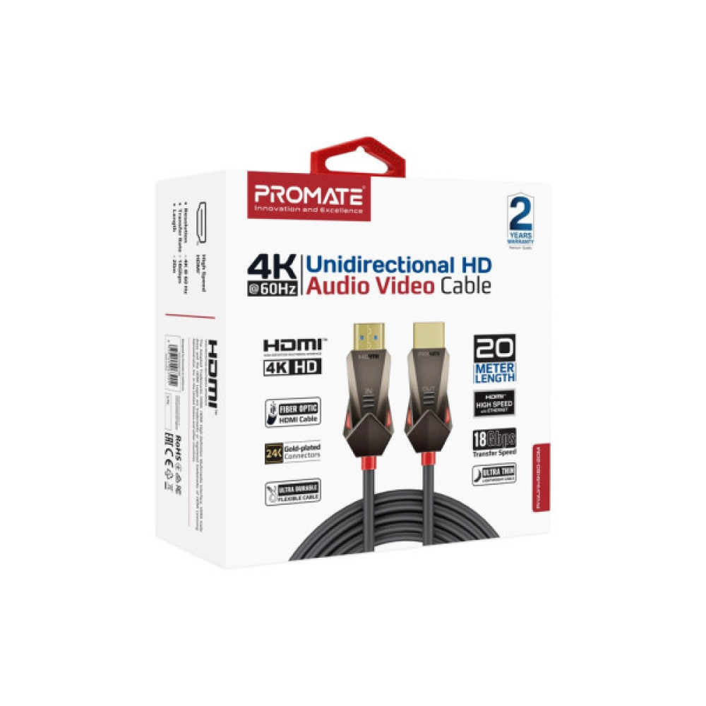Кабель мультимедійний HDMI M to HDMI M 20.0m V2.0 Promate (prolink4k60-20m)