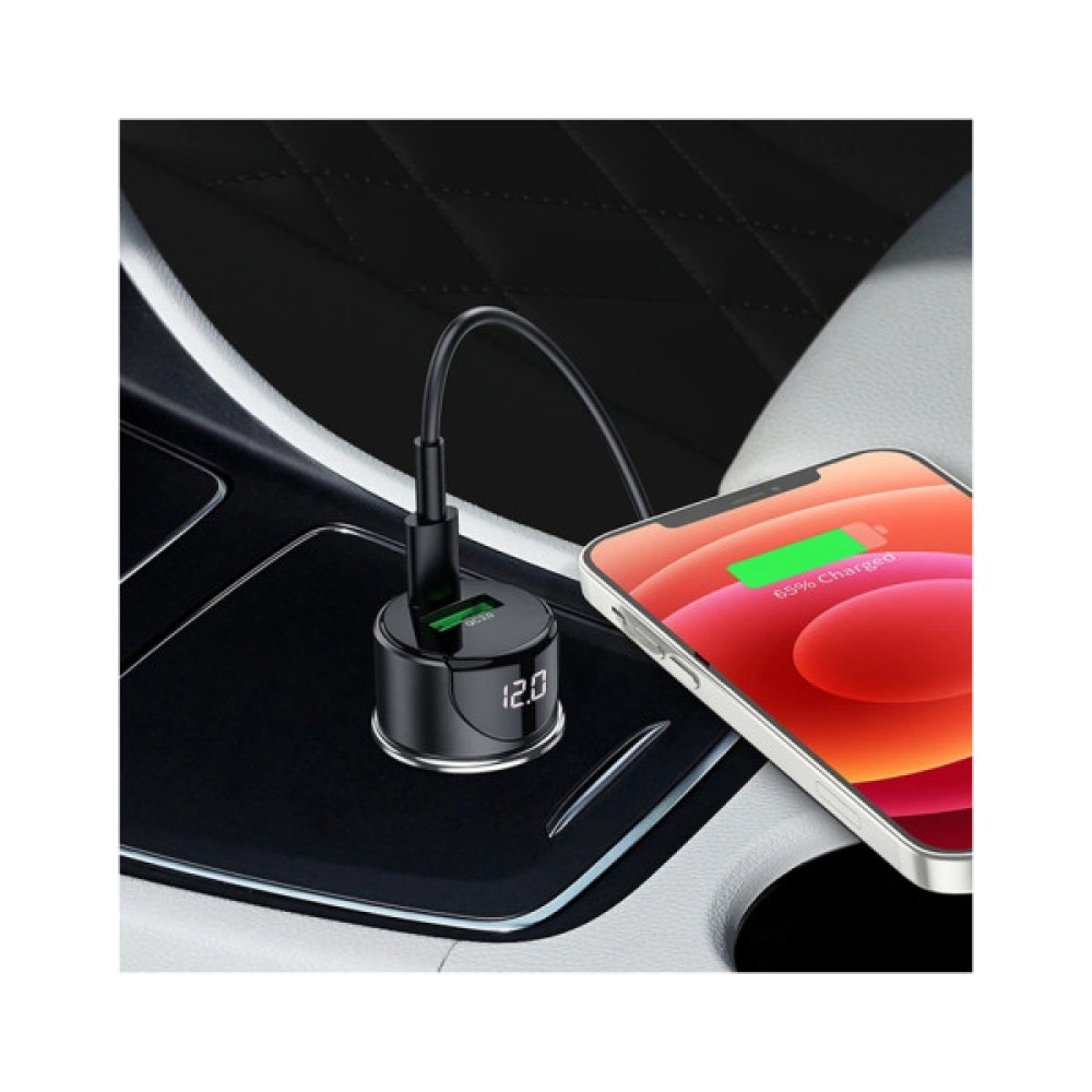 Зарядний пристрій HOCO 1xUSB-C PD20W + 1xUSB QC3.0 car adapter Z42 black (6931474742544)