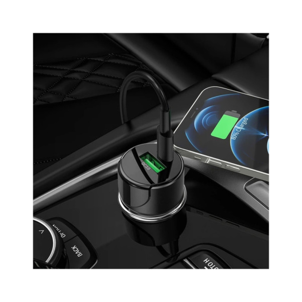 Зарядний пристрій HOCO 1xUSB-C PD20W + 1xUSB QC3.0 car adapter Z42 black (6931474742544)