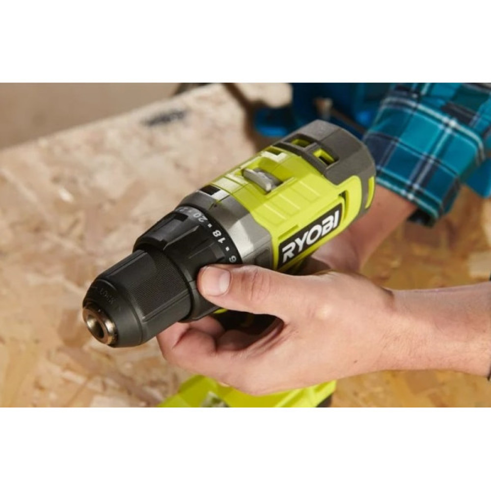 Шурупокрут-дриль акумуляторний Ryobi ONE+ RDD18-2C415S 18В 1х4А·год 1х1.5А·год ЗП 52Нм 450·1750об·хв 1.3кг сумка