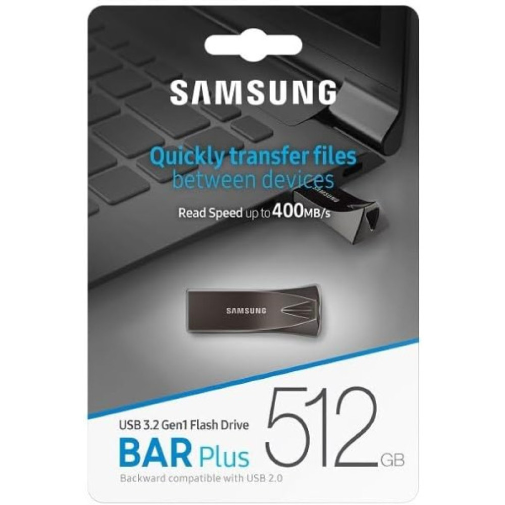 Накопичувач Samsung 512GB USB 3.1 Type-A Bar Plus Сірий