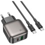 Зарядний пристрій BOROFONE BAS54A Absolute 1xUSB-C PD20W + 1xUSB QC3.0 + cable USB-C to USB-C Black (6941991116223)