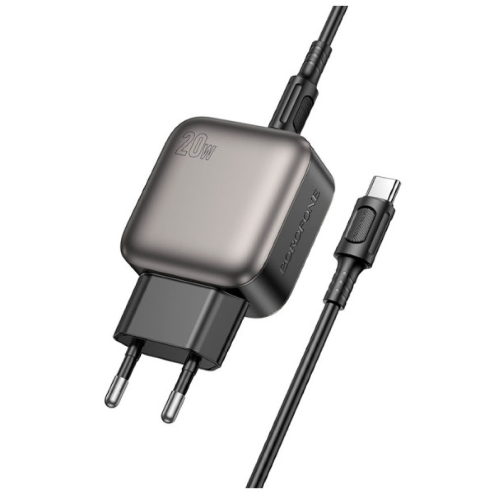 Зарядний пристрій BOROFONE BAS54A Absolute 1xUSB-C PD20W + 1xUSB QC3.0 + cable USB-C to USB-C Black (6941991116223)